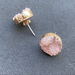 New! Anthro Druzy Rose Quartz Stud Earrings.